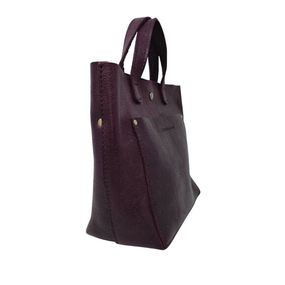 Portland Leather Goods Mini Crossbody Tote Classic Snap Plum Purple Handbag - Picture 3 of 16